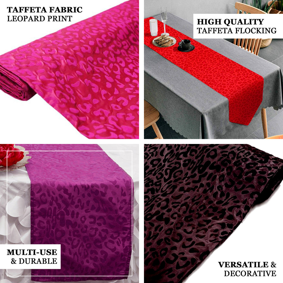 54inchx10 Yards Chocolate Leopard Print Taffeta Fabric Roll, DIY Animal Print Fabric Bolt