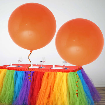 2 Pack 32" Large Matte Orange Helium or Air Premium Latex Balloons