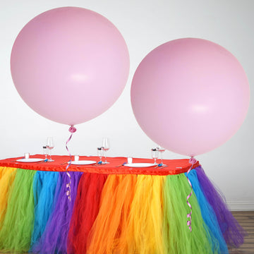 2 Pack 32" Large Matte Pastel Pink Helium Air Premium Latex Balloons