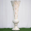 43” Large Pearls Embellished White Trumpet Vase With Mirror Mosaic Decoration