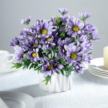 4 Bushes | 11" Lavender Lilac Artificial Silk Daisy Flower Bouquet Branches