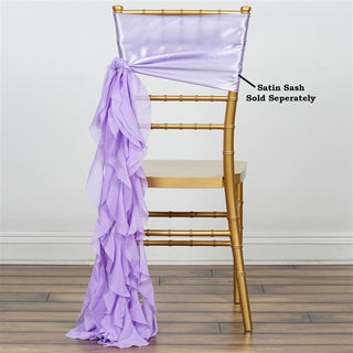 Elegant Lavender Lilac Chiffon Curly Chair Sash