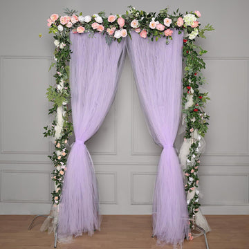 5ftx10ft Lavender Lilac Dual Sided Sheer Tulle Event Curtain Drapes With Satin Header, Rod Ready Backdrop Event Panel
