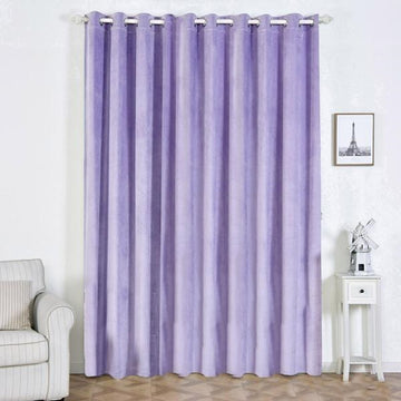 2 Pack |  Lavender Lilac 330 GSM Premium Velvet Thermal Blackout Curtains With Chrome Grommet Window Treatment Panels - 52"x108"