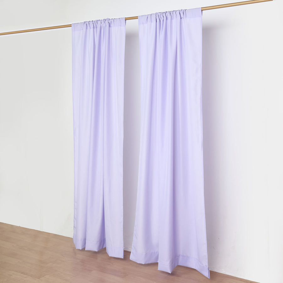 2 Pack Lavender Lilac Polyester Event Curtain Drapes, 10ftx8ft Backdrop Event Panels With Rod Pocket