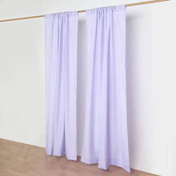 2 Pack | 10ftx8ft Lavender Lilac Polyester Drapery Panels With Rod Pockets, Photography Backdrop Curtains - 130 GSM