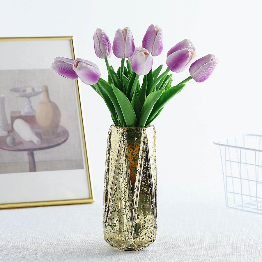 10 Stems | 13inch Lavender Lilac Real Touch Artificial Foam Tulip Flowers