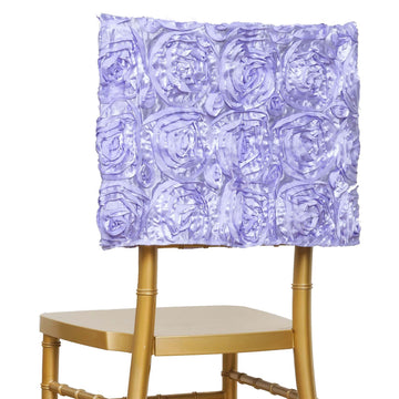 16" Lavender Lilac Satin Rosette Chiavari Chair Caps, Chair Back Covers