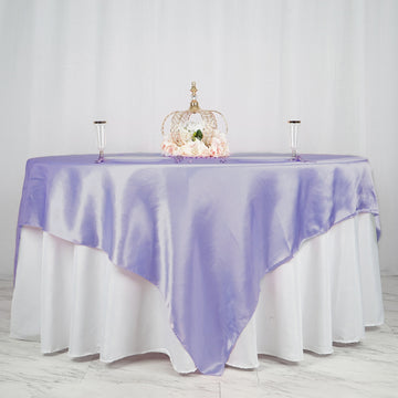 90"x90" Lavender Lilac Seamless Satin Square Table Overlay