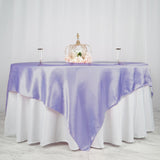90inch x 90inch Lavender Lilac Seamless Satin Square Table Overlay