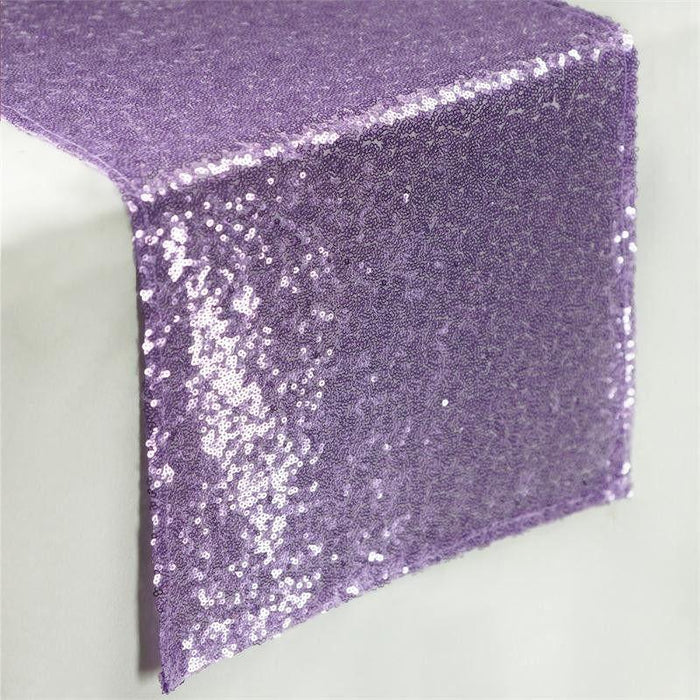 12inch x 108inch Lavender Lilac Premium Sequin Table Runners#whtbkgd