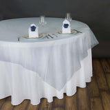 90" x 90" Light Blue Organza Table Square Overlay