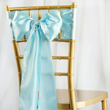 5 Pack | 6"x106" Light Blue Satin Chair Sashes
