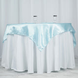 Create a Stunning Tablescape with the Light Blue Satin Table Overlay