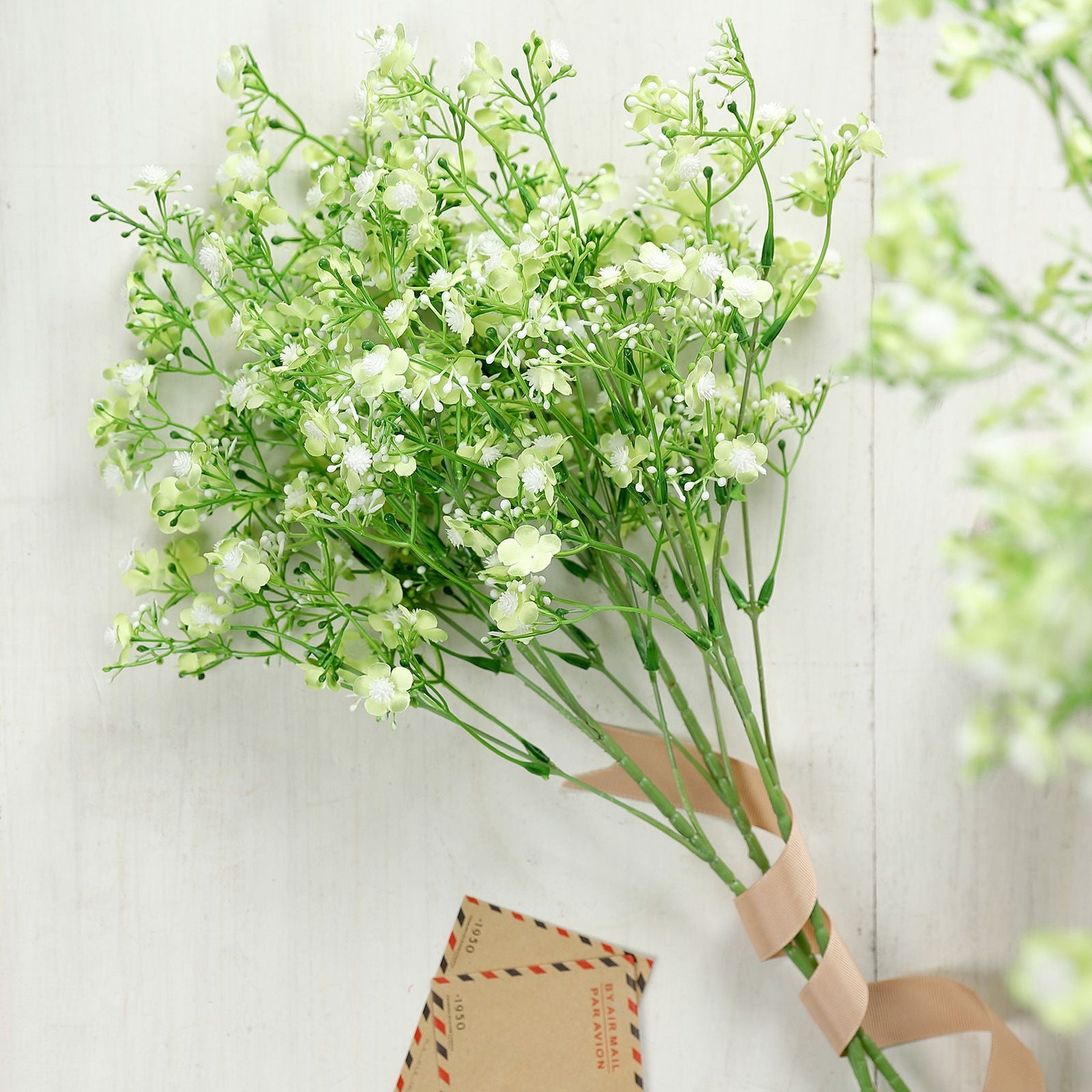 4 Stems | 27 Lime Artificial Silk Babys Breath Gypsophila Flowers | by Tableclothsfactory