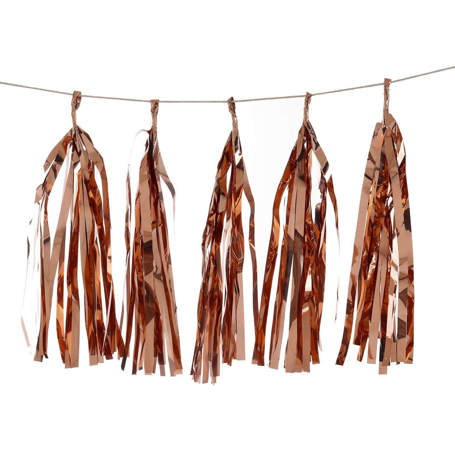 7.5ft Long Blush/Rose Gold Hanging Foil Tassel Garland, Metallic Tinsel Fringe Banner Party Streamer Backdrop Decorations#whtbkgd