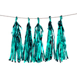 7.5ft Long Turquoise Hanging Foil Tassel Garland, Metallic Tinsel Fringe Banner Party Streamer Backdrop Decorations#whtbkgd