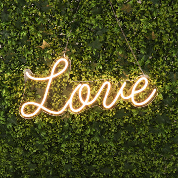 27" Love Neon Light Sign, LED Reusable Wall Décor Lights With 5ft Hanging Chain