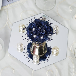 Bulk Pack Decor: Get More for Less with our 6 Pack | 8" Hexagon Glass Mirror Table Centerpiece