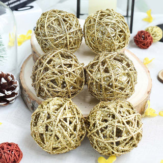 Add a Touch of Elegance with Gold Glittered Handmade Twine Balls