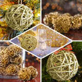 6 Pack | 3inc Gold Glittered Handmade Twine Ball Vase Fillers, DIY Craft Wicker Balls