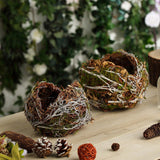 Set of 2 | Rustic Twigs & Moss Planter Box Bird Nest - 10" & 8"