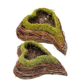 Set of 2 | Natural Twig Green Heart Preserved Moss Planter Box - 14" & 11"