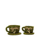 Set of 2 | Preserved Moss Teacup Planter Box with Natural Braided Twine Bow - 5" & 4.5"