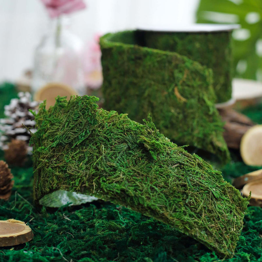 2" Wide | 4 Ft Green Preserved Moss Ribbon Rolls