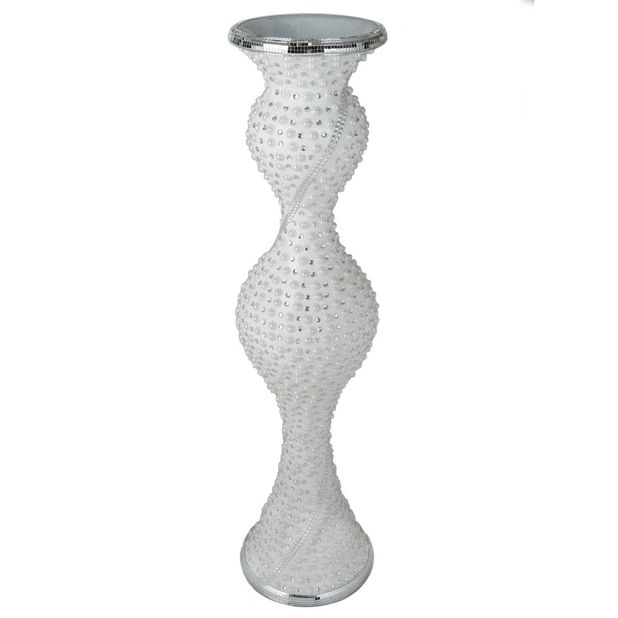 40 inch Magical Mermaid Style Mirror Mosaic and Pearl Studded Floor Vase#whtbkgd