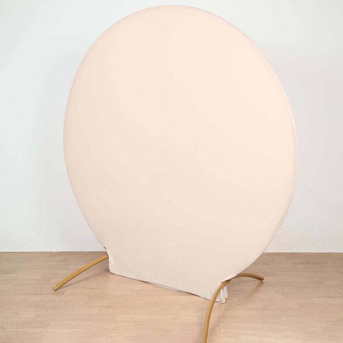 7.5ft Matte Blush / Rose Gold Round Spandex Fit Wedding Backdrop Stand Cover