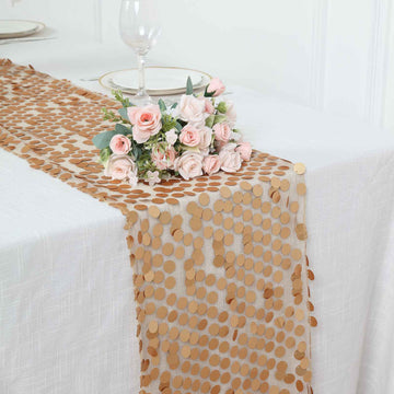 13"x108" Matte Champagne Big Payette Sequin Table Runner