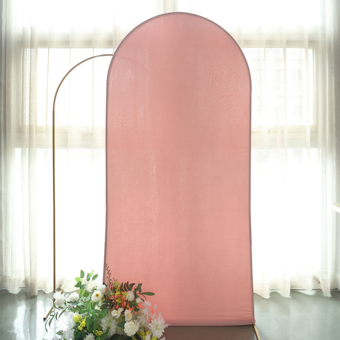 7ft Matte Dusty Rose Spandex Fitted Chiara Backdrop Stand Cover For Round Top Wedding Arch