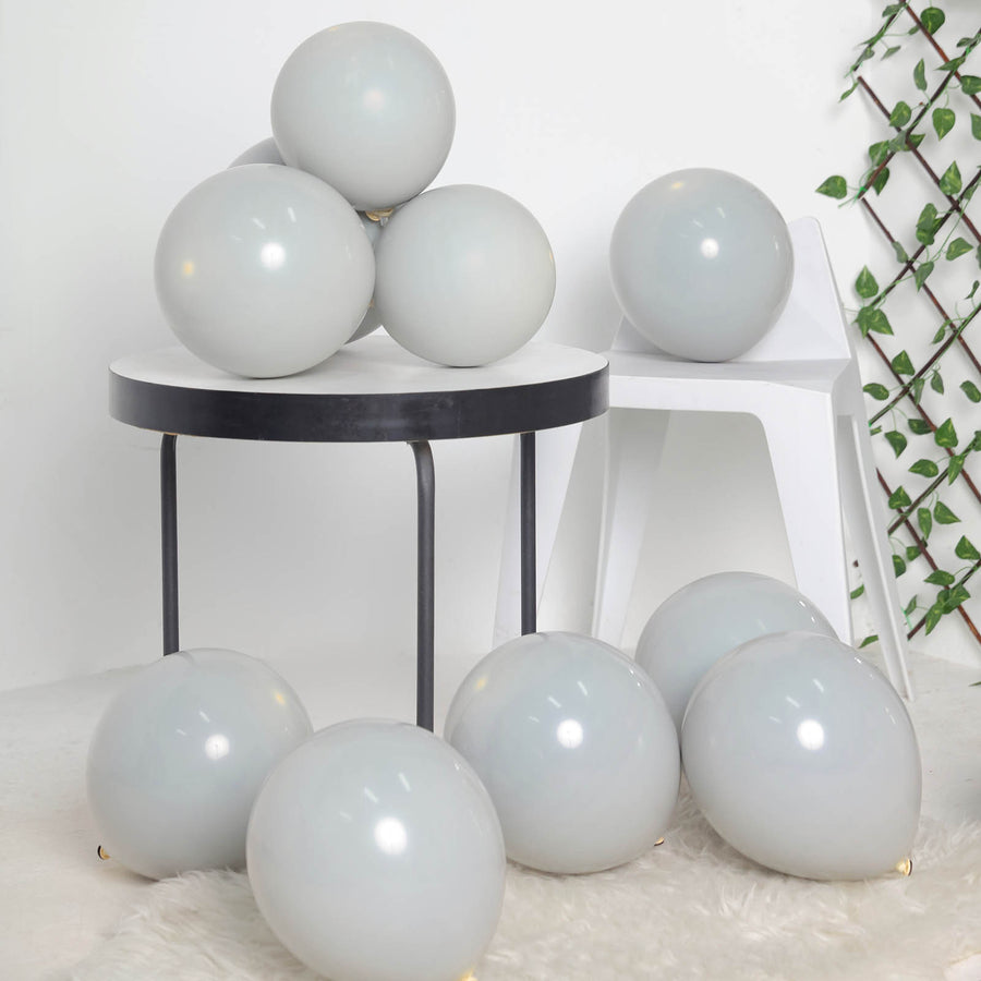 25 Pack | 10inch Matte Gray Double Stuffed Prepacked Latex Party Balloons