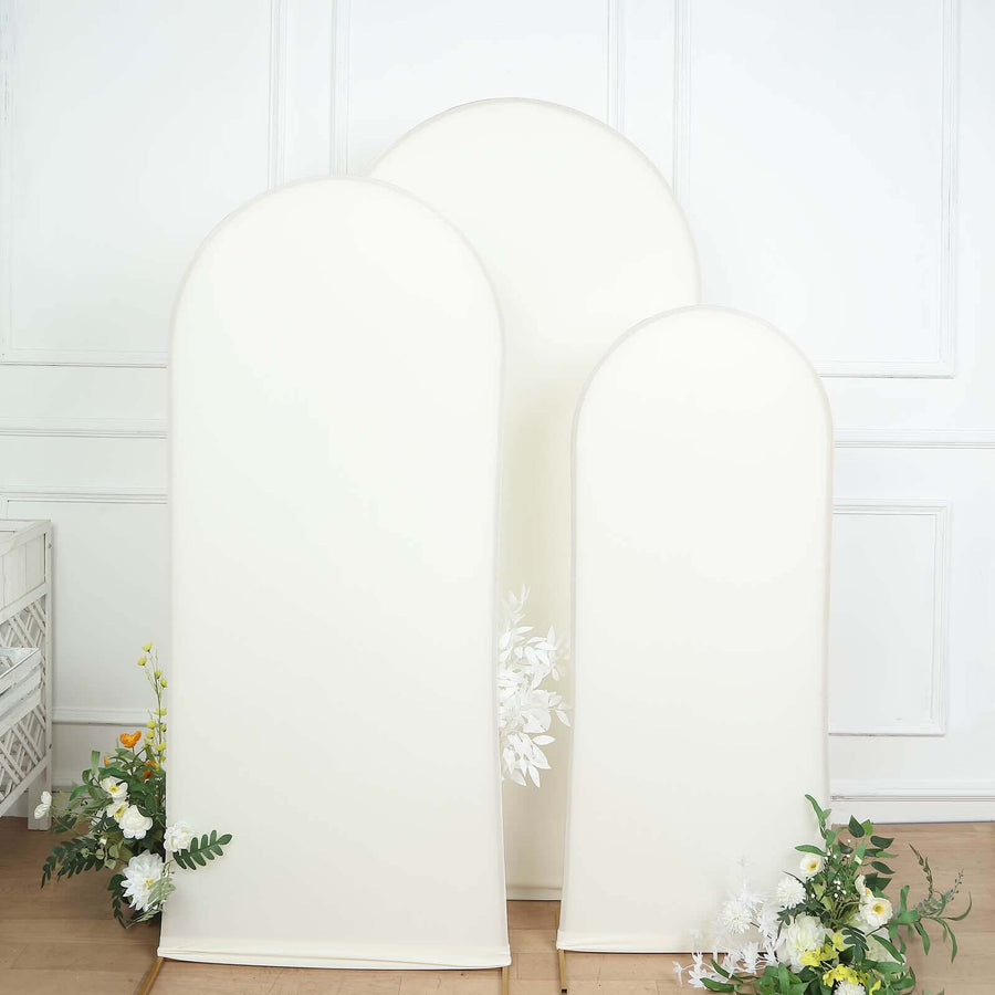 Set of 3 | Matte Ivory Spandex Fitted Chiara Backdrop Stand Cover For Round Top