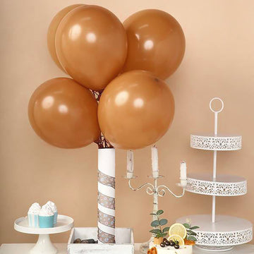 25 Pack | 12" Matte Pastel Caramel Helium or Air Latex Party Balloons