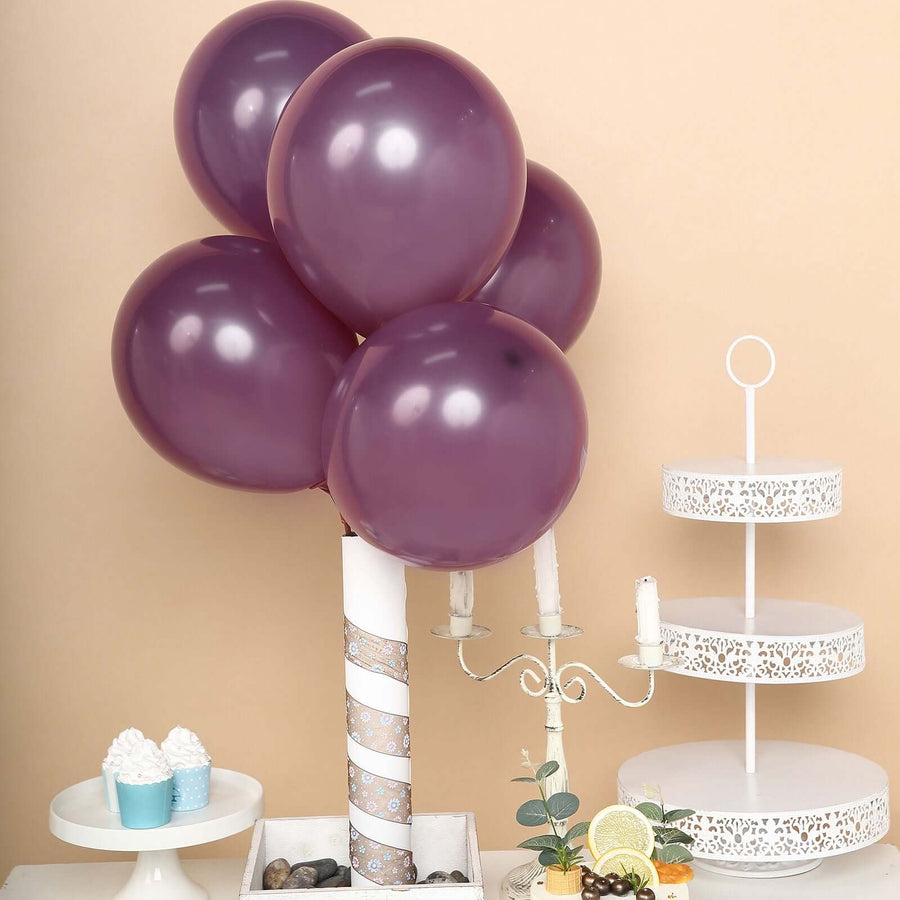 25 Pack | 12inches Matte Pastel Eggplant Helium or Air Latex Party Balloons