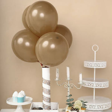 25 Pack | 12" Matte Pastel Mocha Helium or Air Latex Party Balloons