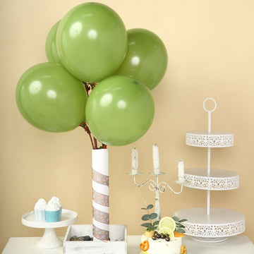 25 Pack | 12" Matte Pastel Moss Green Helium/Air Latex Party Balloons