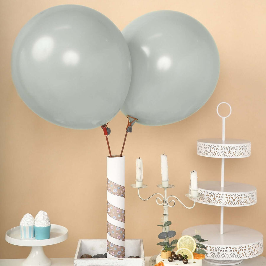 10 Pack | 18inch Matte Pastel Silver Helium or Air Latex Party Balloons