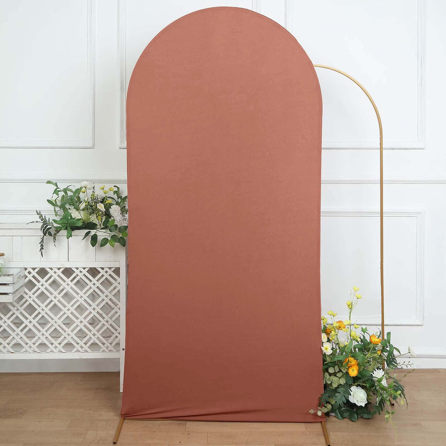 7ft Matte Terracotta (Rust) Spandex Fitted Chiara Backdrop Stand Cover