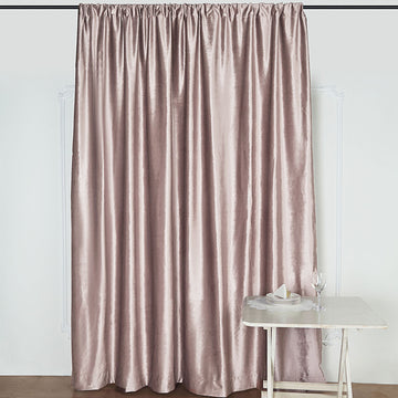 8ftx8ft Mauve Premium Smooth Velvet Event Curtain Drapes, Privacy Backdrop Event Panel with Rod Pocket