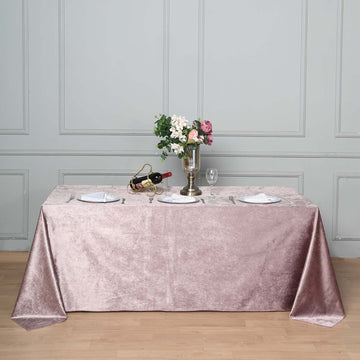 90"x132" Mauve Seamless Premium Velvet Rectangle Tablecloth, Reusable Linen