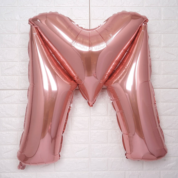 40inch Metallic Blush Mylar Foil Helium/Air Alphabet Letter Balloon - M