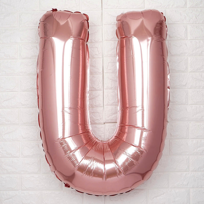 40inch Metallic Blush Mylar Foil Helium/Air Alphabet Letter Balloon - U