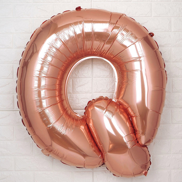 40inch Metallic Blush Rose Gold Mylar Foil Helium/Air Alphabet Letter Balloon - Q