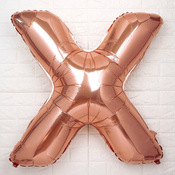 40" Metallic Rose Gold Mylar Foil Helium Air Alphabet Letter Balloon - X