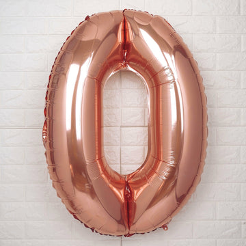 40" Metallic Rose Gold Mylar Foil Helium Air Number Balloon - 0