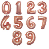 16inch Metallic Rose Gold Mylar Foil 0-9 Number Balloons