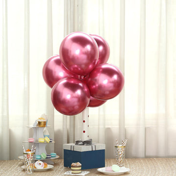 25 Pack | 12" Metallic Chrome Pink Latex Helium or Air Party Balloons